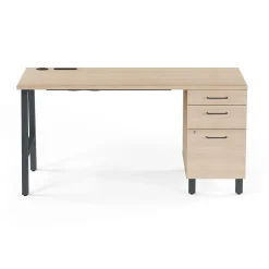 Sale ™ Essentials 60"W Single Pedestal Desk, Natural (UN60419) Corner Desks