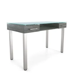 Clearance ™ Prestige 47"W Glass Computer and Writing Desk, Gray (UN56948) Office Desks