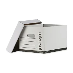 Universal Extra-Strength Storage Box, Letter/Legal Size, White, Stacking Strength 1,500 lbs., 12/Ct Clearance