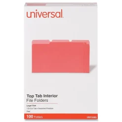Universal File Folder, Legal Size, Red, 100/Box (UNV15303) New