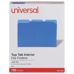Universal File Folder, Letter Size, Blue, 100/Box (UNV12301) Discount