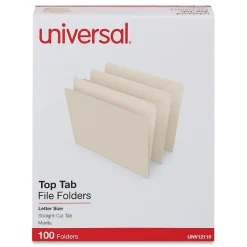 Universal File Folder, Straight Cut, Letter Size, Manila, 100/Box (UNV12110) Clearance