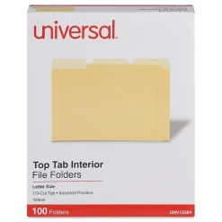 Universal File Folder, Straight Cut, Letter Size, Yellow, 100/Box (UNV12304) Outlet