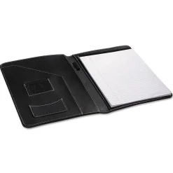 Universal Leather-Look Pad Folio Leather Padfolio, Black (UNV32660)