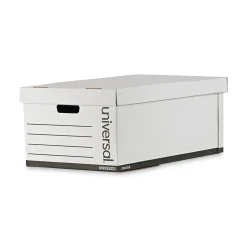 Universal Medium Duty Corrugated File Box with Lift Off Lid, Legal Size, White, 12/Carton (UNV95221) Online