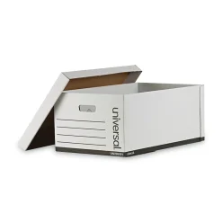 Universal Medium Duty Corrugated File Box with Lift Off Lid, Legal Size, White, 12/Carton (UNV95221) Online