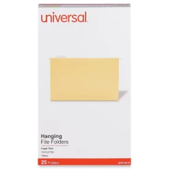 Universal Recycled Hanging File Folder, Legal Size, Yellow, 25/Box (UNV14219) Clearance