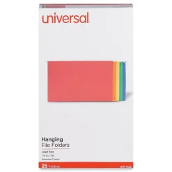 Universal Recycled Hanging File Folders, Legal Size, Assorted Colors, 25/Box (UNV14221) Outlet