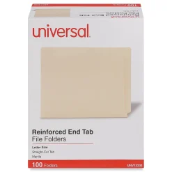 Universal Reinforced File Folders, 1 Tab, Letter Size, Manila, 100/Box (UNV13330) Outlet
