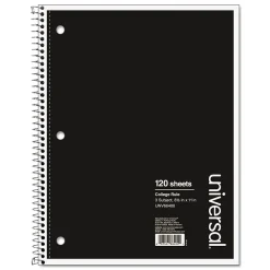 Universal Wirebound Notebook, 8.5 x 11, College Ruled, 120 Sheets, Assorted Color Cover (UNV66400)