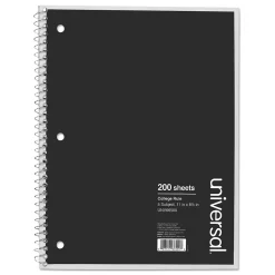 Universal Wirebound Notebook, 8.5 x 11, College Ruled, 200 Sheets, Assorted Color Cover (UNV66500) Clearance