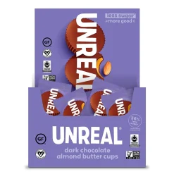 Chocolate<UNREAL Dark Chocolate Almond Butter Cups, 0.53 Oz., 40/Pack (220-02089)