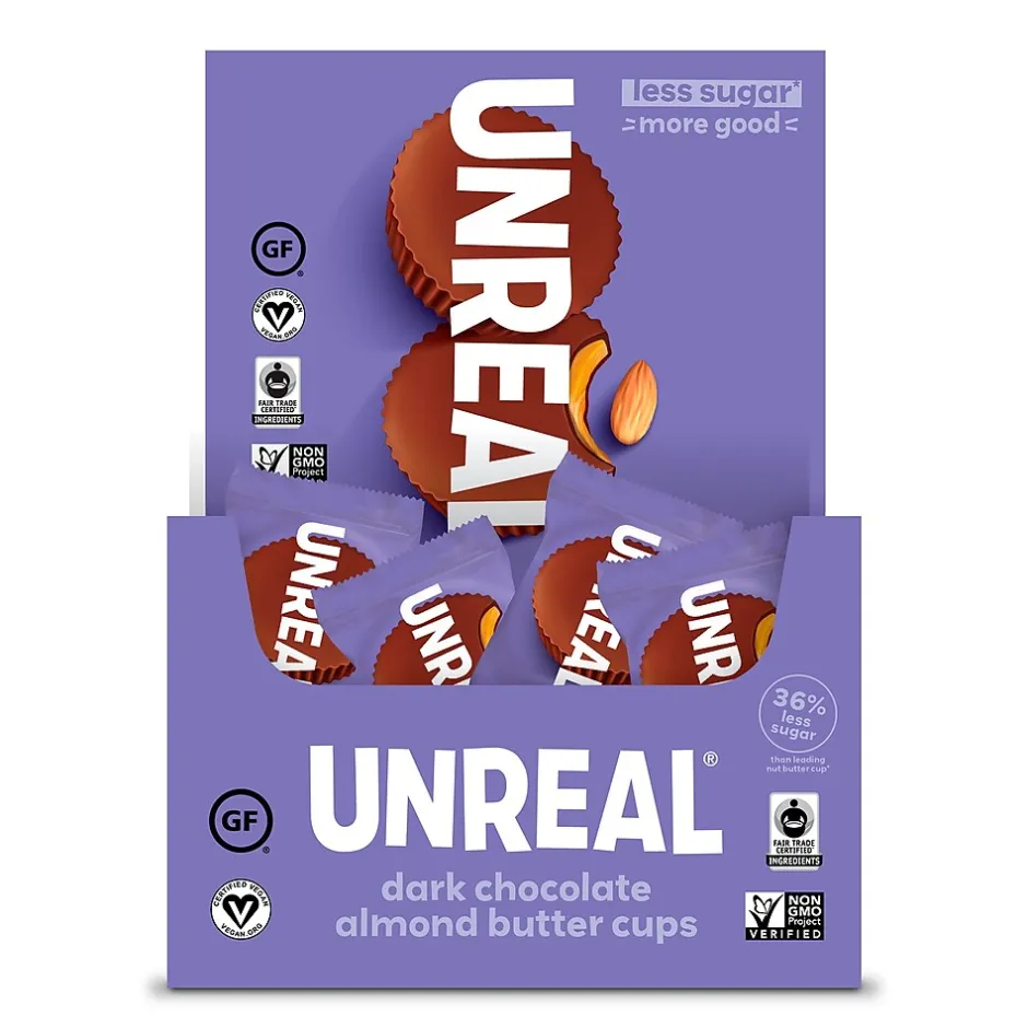 Chocolate<UNREAL Dark Chocolate Almond Butter Cups, 0.53 Oz., 40/Pack (220-02089)