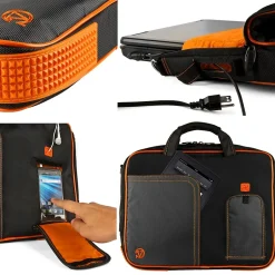 Vangoddy Office Busines Travel 12" Nylon Water Resistant Laptop Bag, Black/Orange (PT_000001242) Online