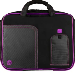 Vangoddy SumacLife 14" Business Messenger Briefcase Laptop Case, Black Purple (PT_NBKLEA737_W1)