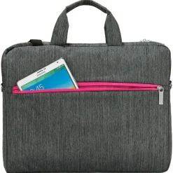 Vangoddy Wave Laptop Briefcase, Gray/Magenta Nylon (NBKLEA602)