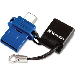 Verbatim 32GB Store 'n' Go Dual USB Flash Drive for USB-C Devices, Blue, 32 GB, USB Type C, USB 3.0, Blue* Usb Flash Drives