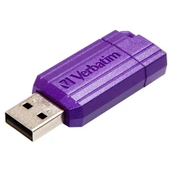 Verbatim PinStripe 16GB USB 2.0 Type A Flash Drive, Violet (98045)* Usb Flash Drives