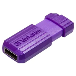 Verbatim PinStripe 16GB USB 2.0 Type A Flash Drive, Violet (98045)* Usb Flash Drives
