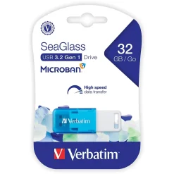 Verbatim SeaGlass 32GB USB 3.2 Type A Flash Drive, Blue (71268)* Usb Flash Drives