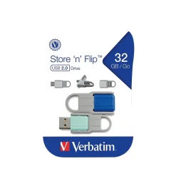 Verbatim Store 'n' Flip 32GB USB 2.0 Type A Flash Drive, Mint/Blue (70061)* Usb Flash Drives