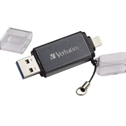 Verbatim Store 'n' Go Dual 64GB USB 3.0 Lightning Flash Drive, Graphite (49301)* Usb Flash Drives