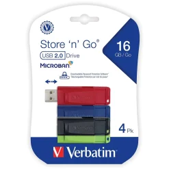 Verbatim Store 'n' Go 16GB USB 2.0 Type A Flash Drive, Assorted Colors (99123)* Usb Flash Drives