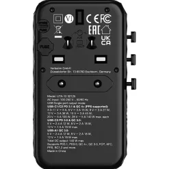 Verbatim UTA-10 GaN III Universal Travel Adapter 140W – USB-C, USB-A