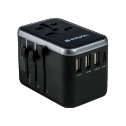 Verbatim UTA-04 Plastic Travel Power Adapter, Black (49546)