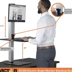 Discount 28" W High Rise™ Electric Single Monitor Standing Desk, Laminate Wood (DC400) Standing Desks