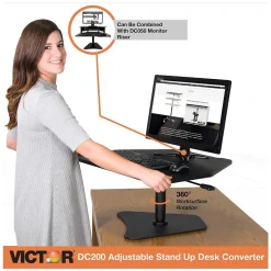 Victor Technology High Rise Adjustable Standing Desk Converter, 28" W, Laminate Wood (DC200)* Monitor Mounts & Stands