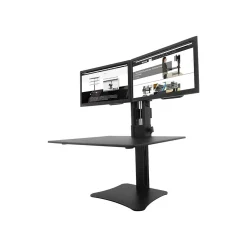 Victor Technology High Rise™ Manual Dual Monitor Standing Desk, 28" W, Laminate Wood (DC350)* Monitor Mounts & Stands