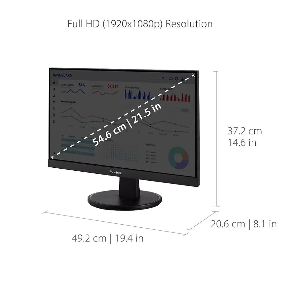 ViewSonic 22" 100 Hz LED Monitor, Black (VA2247-MH)* Gaming Monitors