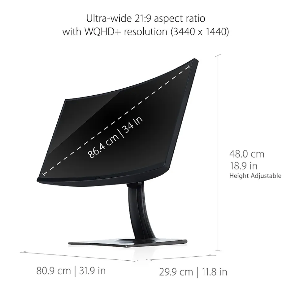 ViewSonic ColorPro 34" Curved 100 Hz LCD Monitor, Black (VP3481A)* Curved Monitors