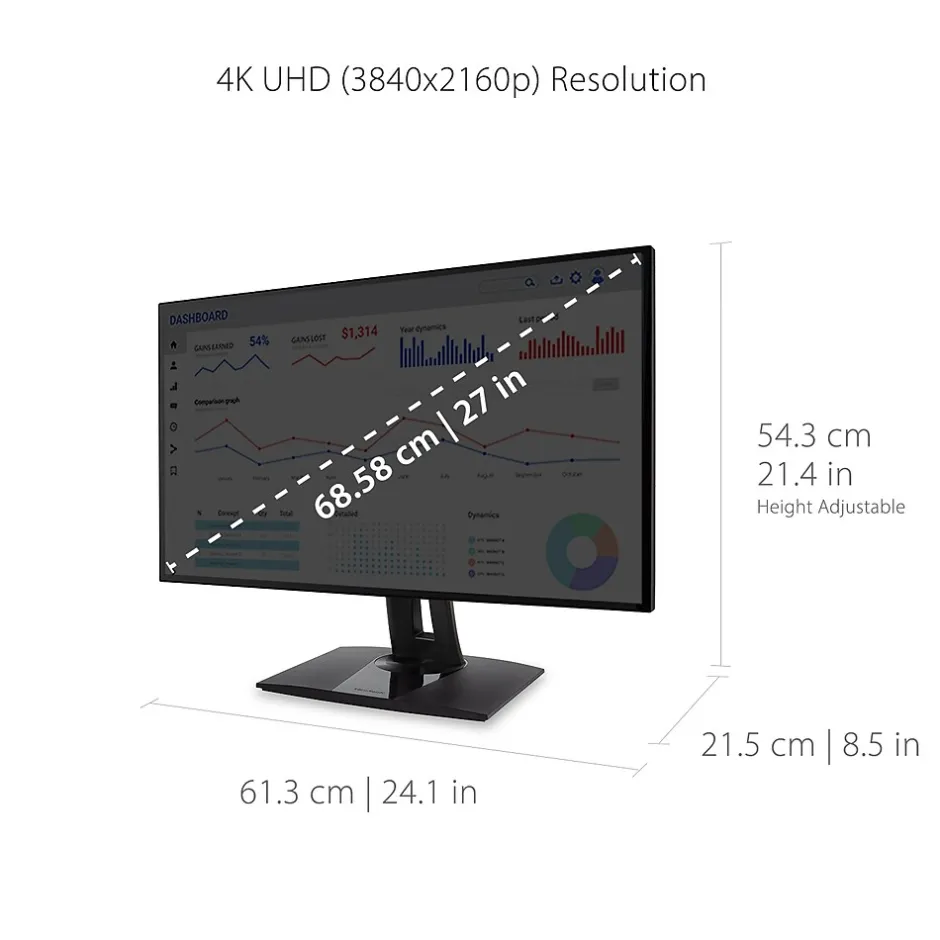 ViewSonic ColorPro 27" 4K Ultra HD 60Hz LED Monitor, Black (VP2768A-4K)* Flat Monitors