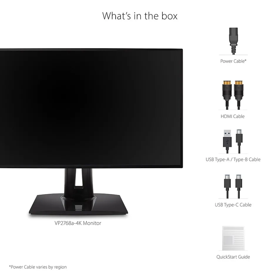 ViewSonic ColorPro 27" 4K Ultra HD 60Hz LED Monitor, Black (VP2768A-4K)* Flat Monitors