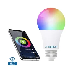 Smart Bulbs<Viribright Wi-Fi 60W Equivalent A19 LED Smart Light Bulb, Multicolor (658102)