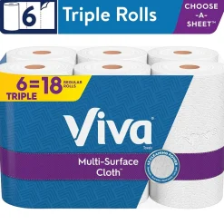 Paper Towels<Viva Choose-A-Sheet Multi-Surface Cloth Paper Towels, 2-Ply, 165 Sheets/Roll, 6 Rolls/Pack (53663)