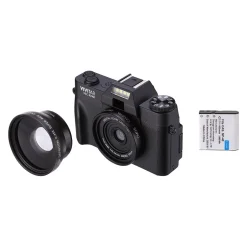 Cameras & Camcorders<Vivitar VEC XX101 20MP 4K Digital Camera, 0.45X Optical Zoom, Black (VECXX101-BLK-STK-4)