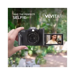 Cameras & Camcorders<Vivitar VEC XX101 20MP 4K Digital Camera, 0.45X Optical Zoom, Black (VECXX101-BLK-STK-4)