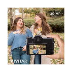 Cameras & Camcorders<Vivitar VEC XX101 20MP 4K Digital Camera, 0.45X Optical Zoom, Black (VECXX101-BLK-STK-4)
