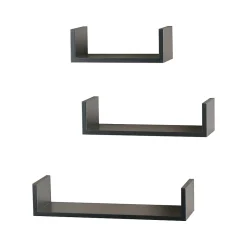 Outlet Wood Wall-Mounted Shelves, Gray, 3/Pack (VW161011G) Shelving