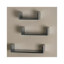 Outlet Wood Wall-Mounted Shelves, Gray, 3/Pack (VW161011G) Shelving