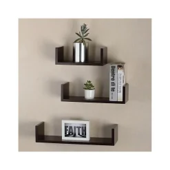 Hot Wood Wall-Mounted Shelves, Espresso, 3/Pack (VW161011E) Shelving