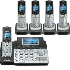 Office Phones & Conferencing<VTech 2 Line 5 handset Cordless Bundle with (1) DS6151 Phone system and (4) DS6101 Handsets
