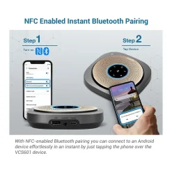 Office Phones & Conferencing<VTech VCS601-2 Cordless Conference Speakerphone, Black/Gold (80-2537-03)