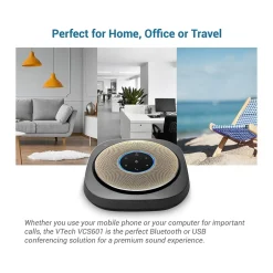 Office Phones & Conferencing<VTech VCS601-2 Cordless Conference Speakerphone, Black/Gold (80-2537-03)