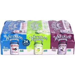 Bottled Water<Waterloo Sparkling Water Variety Pack, 12 oz, 24/Pack (220-02411)