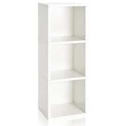 36.8"H Wynwood 3-Cube Narrow Bookcase Organizer and Modern Eco Storage Shelf Unit, White (WB-3CUBE-WE) Bookcases