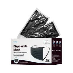 Masks<WeCare Disposable Face Mask, Adult, Black, 50/Box (WMN100006)